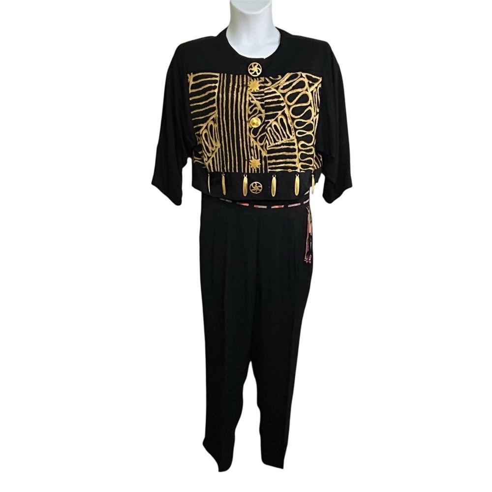 Platinum Petites by Dorothy Schoelen Women’s Black Gold Pants Set Sz Medium